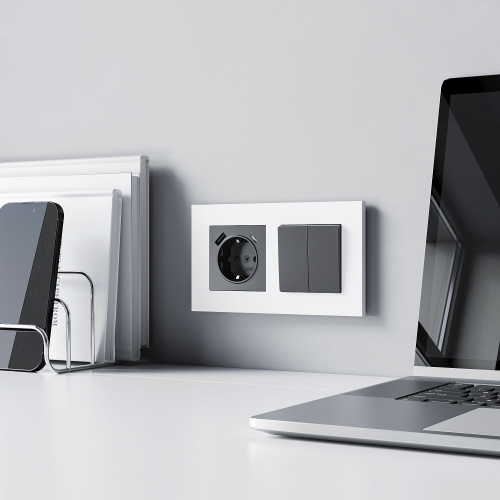 Рамка из поликарбоната на 2 поста Slab белый софт W0022961 фото 3