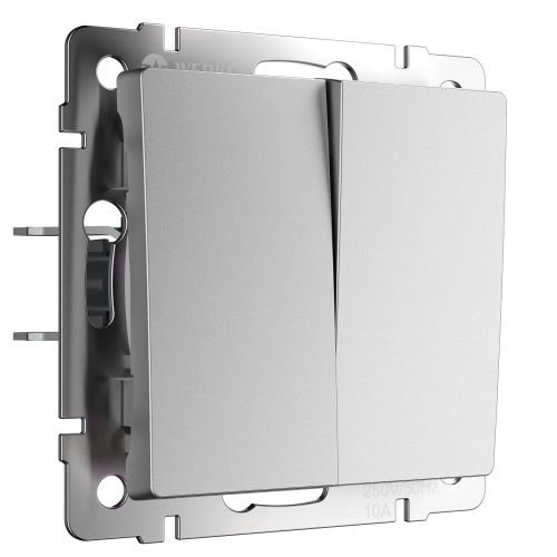 Перекрестный выключатель двухклавишный (серебряный матовый) W1123065 Перекрестный выключатель двухклавишный (серебряный матовый) W1123065