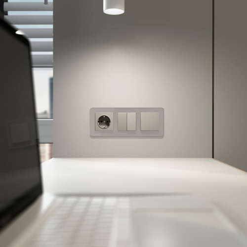 Выключатель одноклавишный проходной (дымчатый) W1212004 фото 3