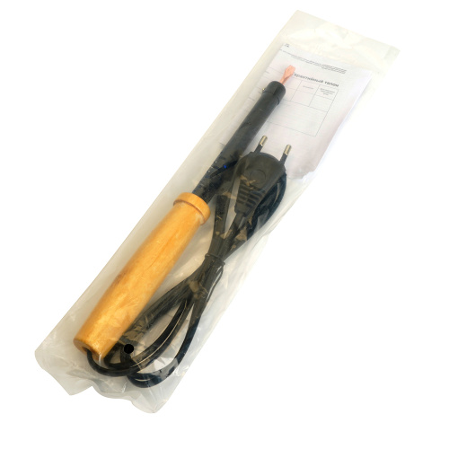 Паяльник с деревянной ручкой 40W, нихромовый нагреватель, долговечное жало, 230В, STEKKER  PLE110-40 фото 4