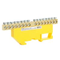 Шина"PE" на изоляторе STEKKER 6*9 на DIN-рейку 16 выводов, желтый, LD555-69-16