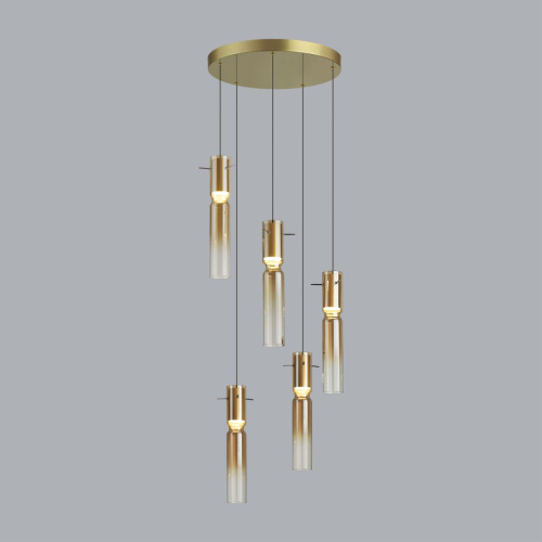 5058/25LA PENDANT ODL24 385 золотой/янтарный/металл/стекло Люстра каскадная LED 5*5W 3000K SCROW фото 2