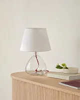 Прозрачная настольная лампа "Дэми" с красным проводом