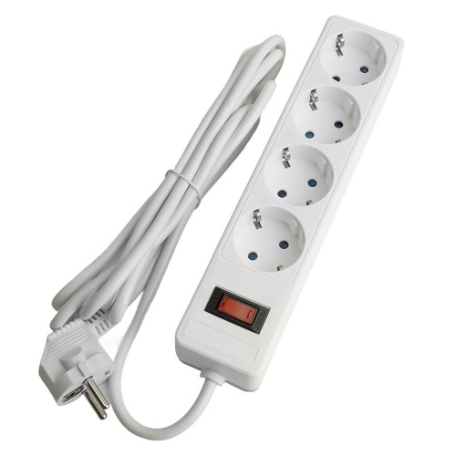 Сетевой фильтр 4-местный с/з STEKKER HM20-41-02 3x1мм2, 1,8 м, серия Optima, белый фото 3