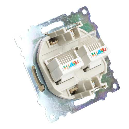 Розетка компьютерная 2-местная RJ-45 (механизм) STEKKER GLS00-7109-08, серия Катрин, золото фото 4