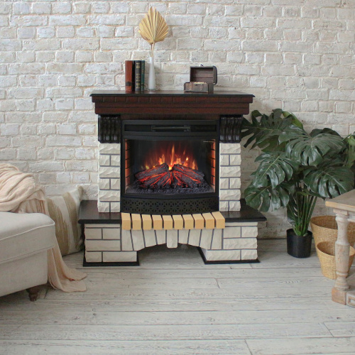 Каминокомплект COUNTRY/БРУКЛИН Античный дуб с очагом Электроочаг FIREFIELD 25 фото 2