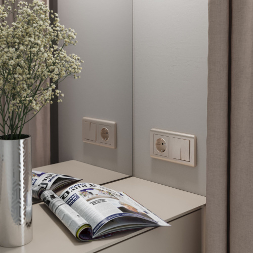 Выключатель двухклавишный (шампань рифленый) W1120010 фото 5