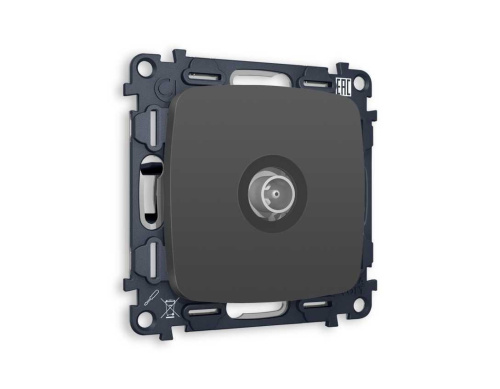 Комплект механизма TV розетки проходной AMBRELLA VOLT OMEGA Графит мягкое касание 5-1000 MHz 4dB QUANT (OP9130, VM211) MO913030