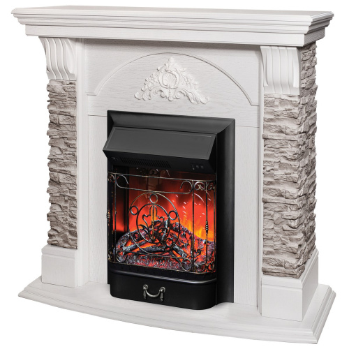 Каминокомплект ATHENA/АТЛАНТА GR Белый дуб с очагом Электроочаг MAJESTIC LUX/МАДЖЕСТИК фото 2