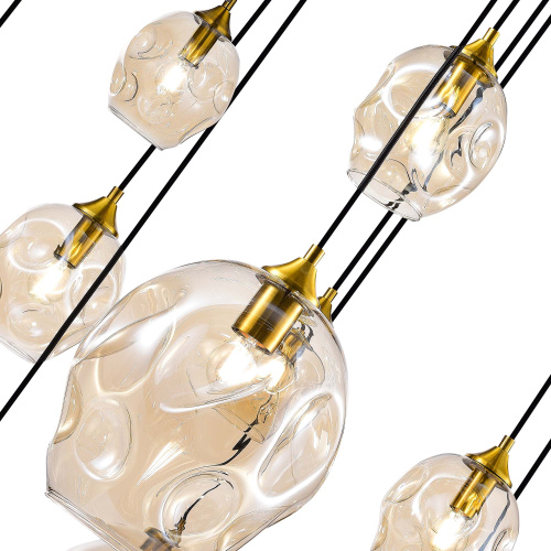 SL1188.303.16 Люстра подвесная ST-Luce Латунь/Коньячный E14/E27 12+4*40W IDESIA фото 3