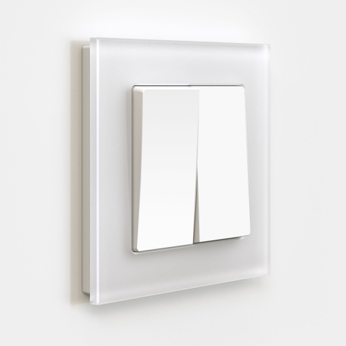 Выключатель двухклавишный проходной (белый матовый) W1122061 фото 4
