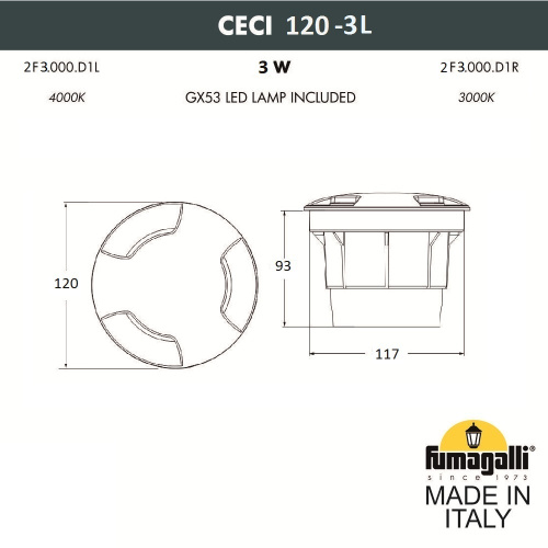 Fumagalli Грунтовый светильник FUMAGALLI CECI 120-3L  2F3.000.000.AXG1L фото 3