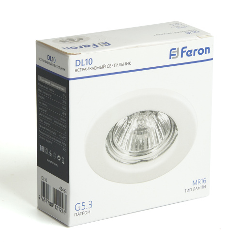 Светильник потолочный встраиваемый Feron  DL10 MR16 50W G5.3 белый матовый фото 3