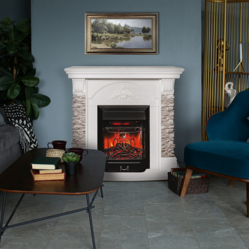 Каминокомплект ATHENA/АТЛАНТА GR Белый дуб с очагом Электроочаг MAJESTIC LUX RC/МАДЖЕСТИК С ПУЛЬТОМ фото 7