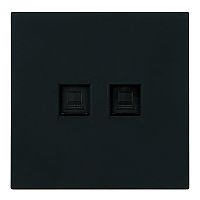 Розетка компьютерная 2-местная RJ-45 (механизм), STEKKER,  серия Мия, RST00-3111-05, черный бархат