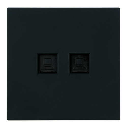 Розетка компьютерная 2-местная RJ-45 (механизм), STEKKER,  серия Мия, RST00-3111-05, черный бархат