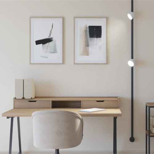 DK5543-WH+BK Поворотный светильник для трека-ремня Belty, серия Spot, со светодиодом, D100*H107мм, 48V DC, 12W, RA90, 120°, 3000K, IP20, белый с черным, алюминий фото 8