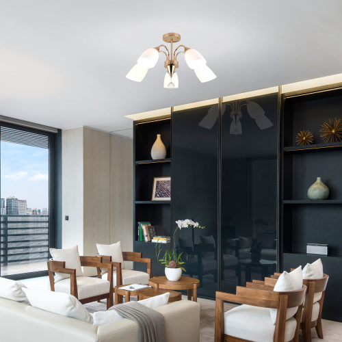 Потолочная люстра со стеклянными плафонами 30149/5 золото фото 3