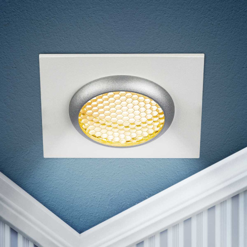 Светильник встраиваемый алюминиевый ЭРА KL110 WH/SL под лампу MR16 GU5.3 белый/серебро матовый Б0061532 фото 5