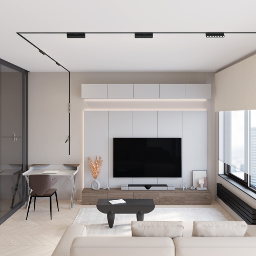 DK5308-BK Светильник для трека Air, серия Grill 3000 со светодиодом, L230*W26*H60мм, 48V DC, 12W, RA?90, 36°, 3000K, IP20, черный, алюминий фото 4 DK5308-BK Светильник для трека Air, серия Grill 3000 со светодиодом, L230*W26*H60мм, 48V DC, 12W, RA?90, 36°, 3000K, IP20, черный, алюминий фото 4