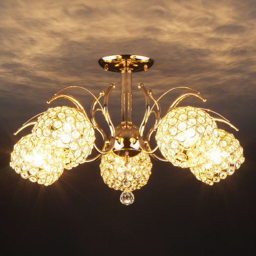 Потолочная люстра с плафонами 7777/5 золото фото 4