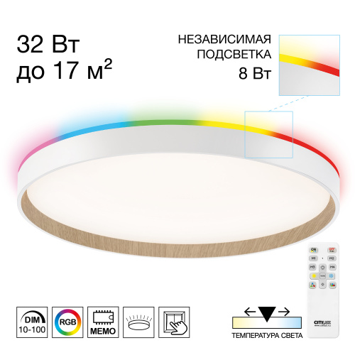 Citilux ETALON CL750400R LED RGB Светильник с пультом Белый+Бук Citilux ETALON CL750400R LED RGB Светильник с пультом Белый+Бук