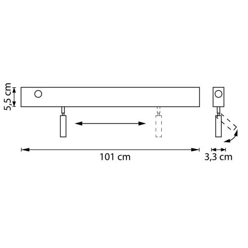 Светильник настенный 230В (1000мм) бэк-лайт 24В 5Вт+спот-лайт 24В 7Вт Fiume Spot Lightstar 810647 фото 3