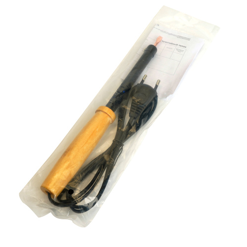 Паяльник с деревянной ручкой 65W, нихромовый нагреватель, долговечное жало, 230В, STEKKER  PLE110-60 фото 4