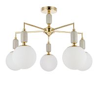 6580/5C CLASSI LN26 36 французское золото, серый/белый металл, керамика/стекло Люстра потолочная E14 5*40W 220V VIVIEN