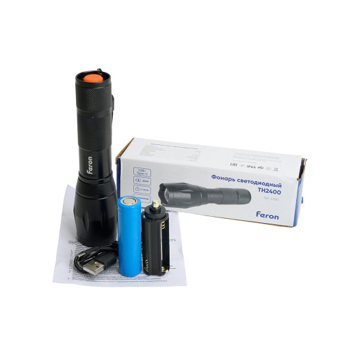 Фонарь ручной Feron TH2400 с аккумулятором USB ZOOM фото 13 Фонарь ручной Feron TH2400 с аккумулятором USB ZOOM фото 13