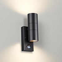 4389/2W HIGHTECH ODL23 000 черный/металл/пвх стойкий к УФ излучению Настенный светильник с датчиком движения IP44 LED GU10 14W MOTTO