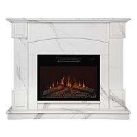 Каминокомплект CAROLINA/БОСТОН Мрамор Каррара с очагом Электроочаг KENDAL/КЕНДАЛ 24