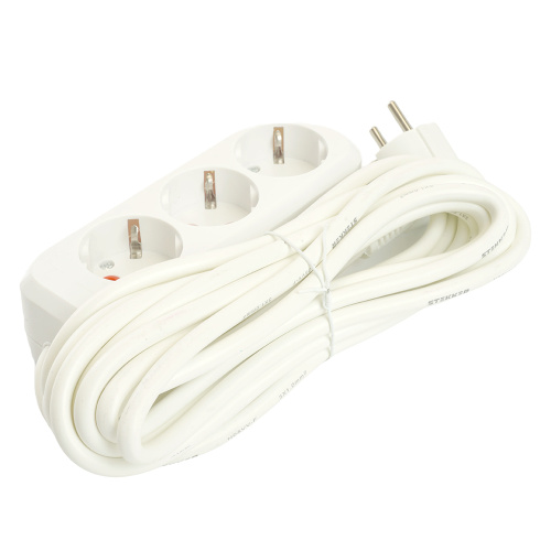 Удлинитель трехместный с/з  STEKKER HM06-31-07 3x1мм2, 7м, серия Home (У10-002), белый фото 6