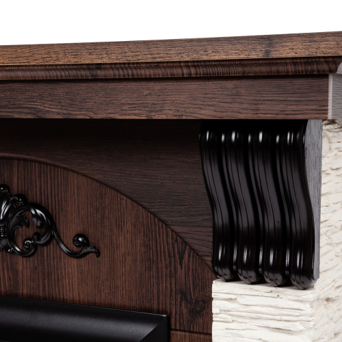 Каминокомплект CORFINO/МИЛАН Орех фактурный с очагом Электроочаг MAJESTIC LUX/МАДЖЕСТИК фото 5