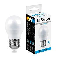 Лампа светодиодная Feron LB-550 Шарик E27 9W 175-265V 6400K