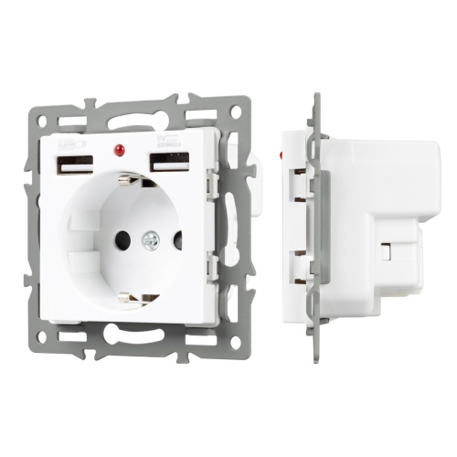 Механизм розетки с USB зарядкой SCT-MUAA-PL-WH (250V, 16A) Arlight 043733 Механизм розетки с USB зарядкой SCT-MUAA-PL-WH (250V, 16A) Arlight 043733