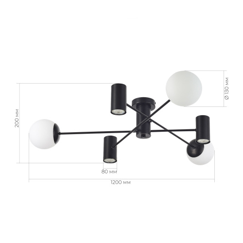 SLE1105-402-06 Светильник потолочный Черный/Белый GU10+E27 3+3*5+60W RAITO фото 2