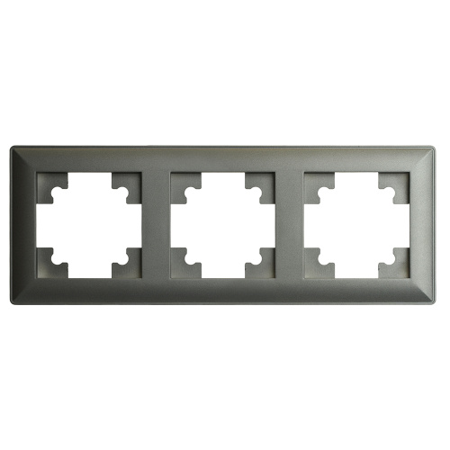 Рамка STEKKER, PFR00-7003-06 3-местная, пластик, серия Катрин, графит
