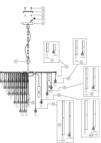 Подвесной светильник Maytoni MOD091PL-09CH фото 3 Подвесной светильник Maytoni MOD091PL-09CH фото 3