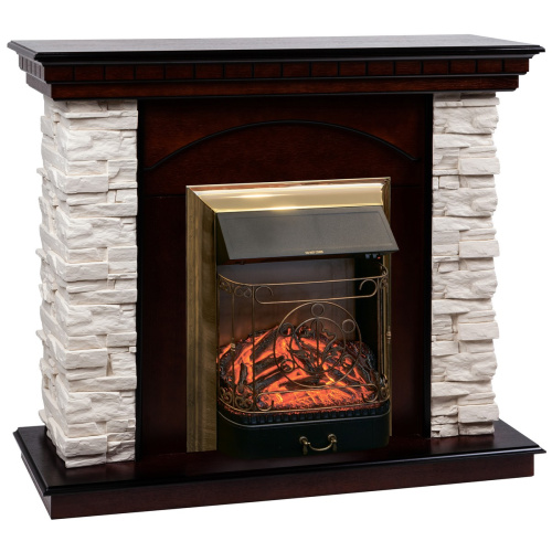 Электрокамин RealFlame Elford AO античный дуб с очагом Majestic Lux Brass фото 2