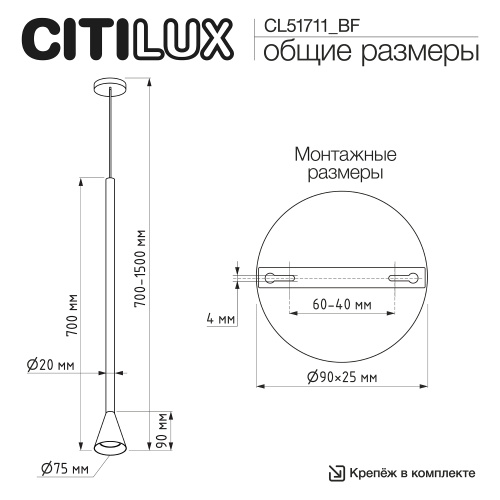 Citilux DUZA CL51711_BF Подвесной светильник Чёрный фото 7 Citilux DUZA CL51711_BF Подвесной светильник Чёрный фото 7
