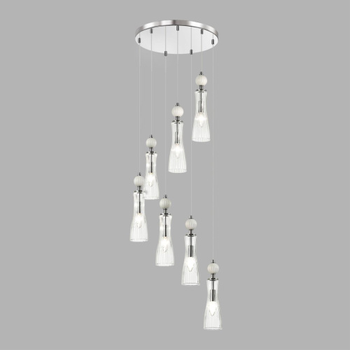 8268/7A NEOCLASSI LN26 159 хром/белый/прозрачный, металл/керамика/стекло Люстра каскадная Е14 7*40W 220V EMILY фото 3