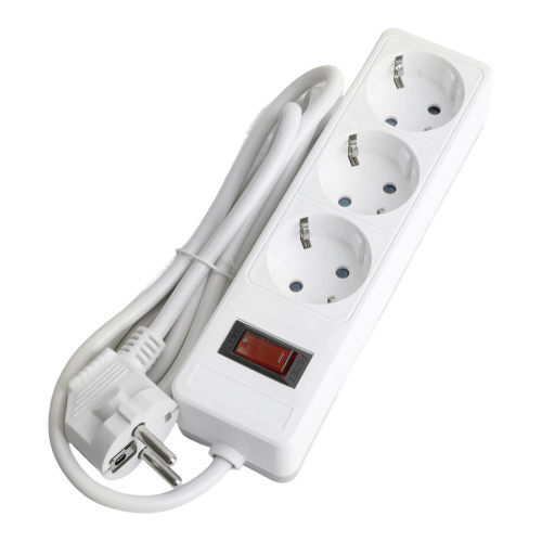 Сетевой фильтр 3-местный с/з STEKKER HM20-31-02 3x1мм2, 1,8 м, серия Optima, белый фото 3