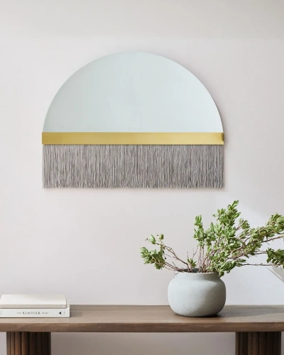 Декоративное зеркало "Арья" с серой бахромой