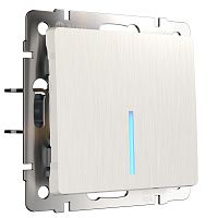 Выключатель одноклавишный проходной с подсветкой (перламутровый рифленый) W1112113