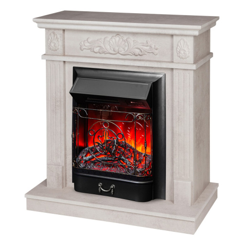 Электрокамин RealFlame Adelaida WT белый камень с очагом Majestic Lux Black RC фото 2 Электрокамин RealFlame Adelaida WT белый камень с очагом Majestic Lux Black RC фото 2