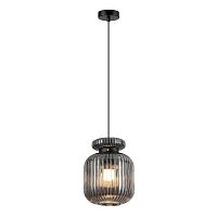 5042/1B PENDANT ODL24 373 черный/дымчатый/металл/стекло/эко.кожа Подвес E27 1*60W JUGI