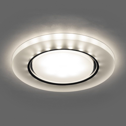 Светильник встраиваемый с белой LED подсветкой Feron CD5020 потолочный GX53 без лампы, белый матовый фото 3