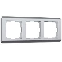 Рамка из поликарбоната на 3 поста Stream серебряный W0032106