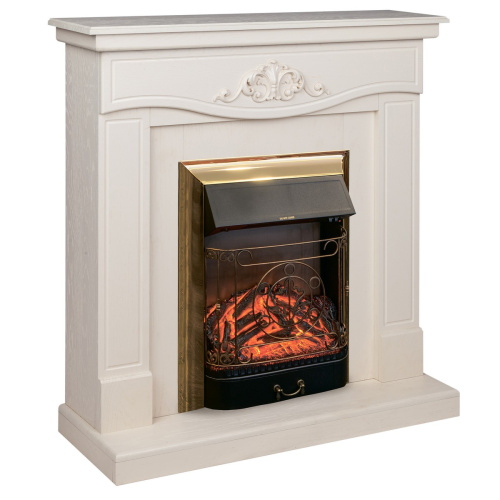 Электрокамин RealFlame Junona WT айвори с очагом Majestic Lux Brass фото 2